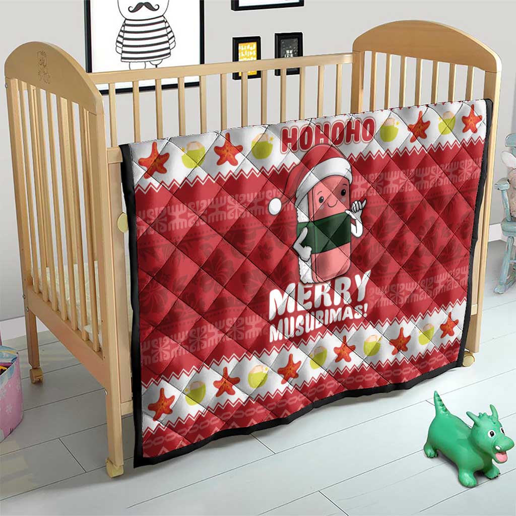 Hawaii Funny Christmas Quilt Spam Musubi Santa