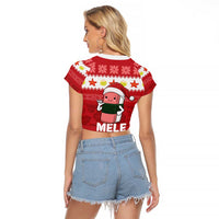 Hawaii Funny Christmas Raglan Cropped T Shirt Spam Musubi Santa