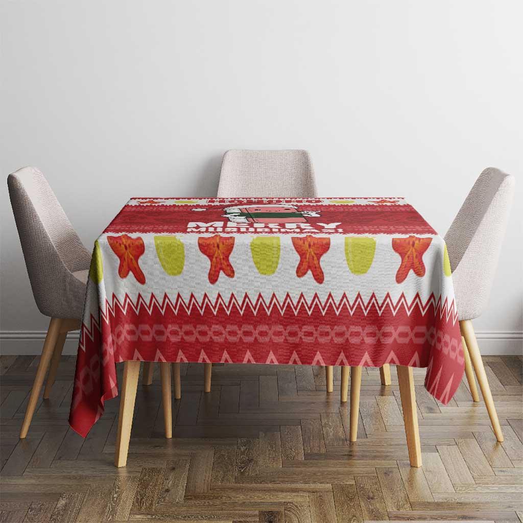 Hawaii Funny Christmas Tablecloth Spam Musubi Santa