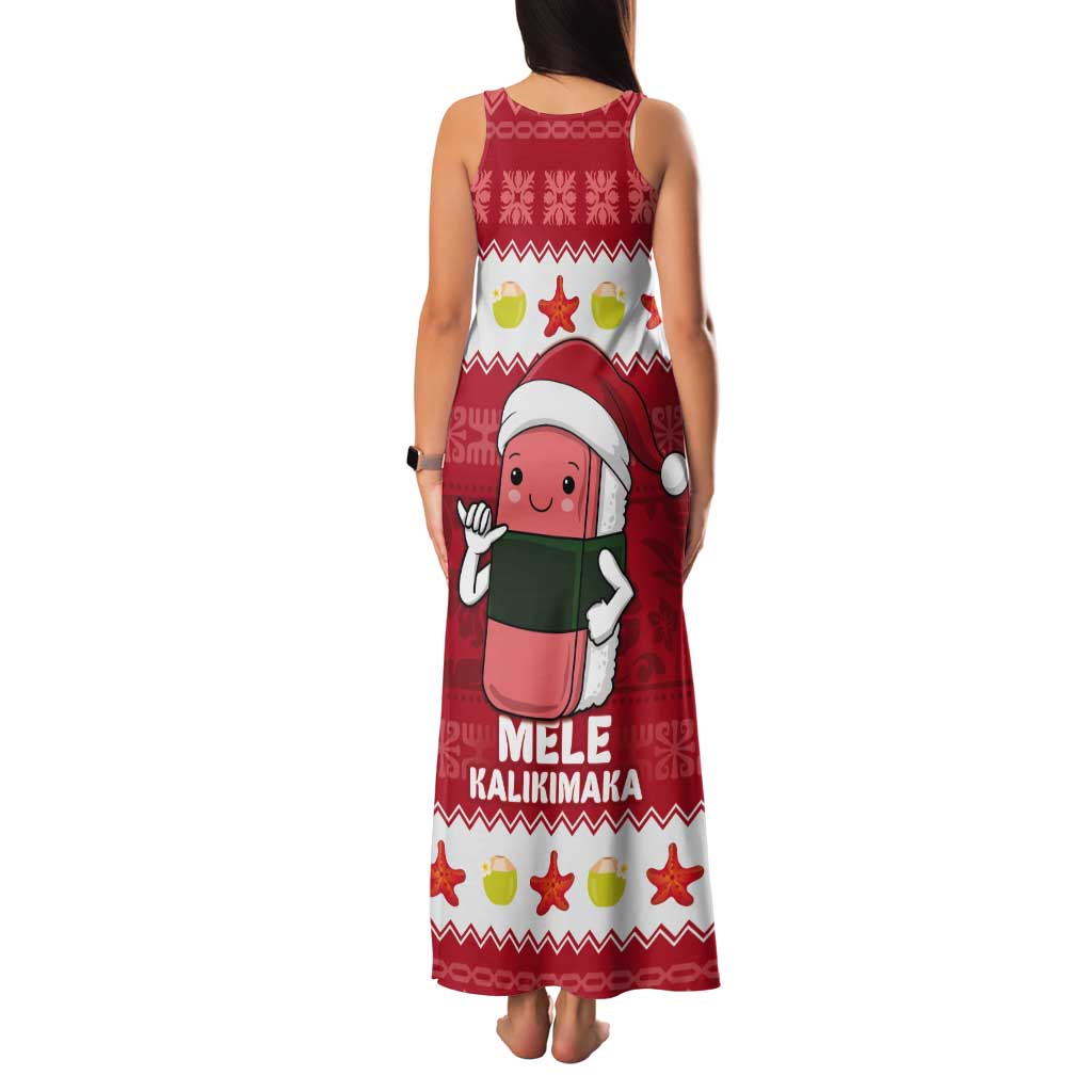 Hawaii Funny Christmas Tank Maxi Dress Spam Musubi Santa