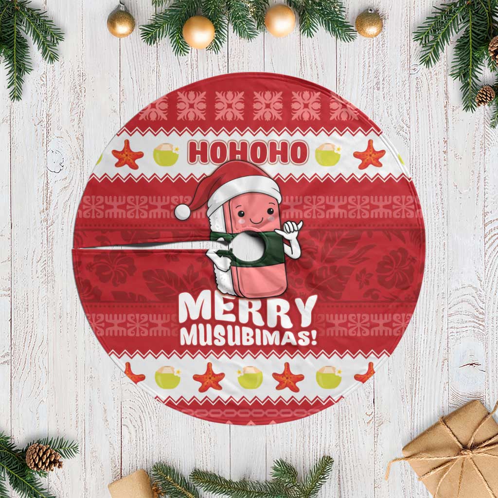 Hawaii Funny Christmas Tree Skirt Spam Musubi Santa LT05 Casual Red - Polynesian Pride