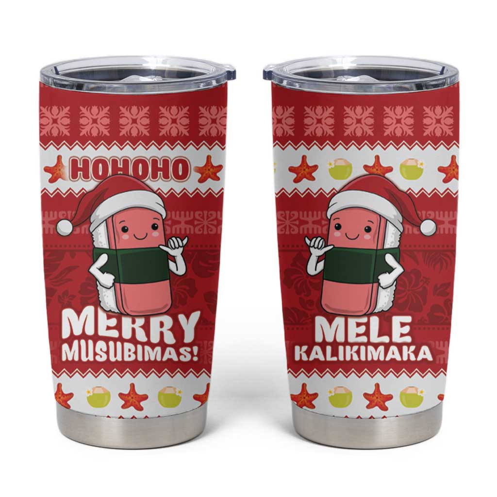 Hawaii Funny Christmas Tumbler Cup Spam Musubi Santa