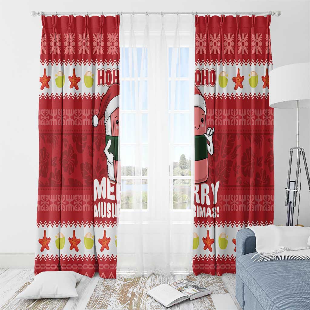 Hawaii Funny Christmas Window Curtain Spam Musubi Santa