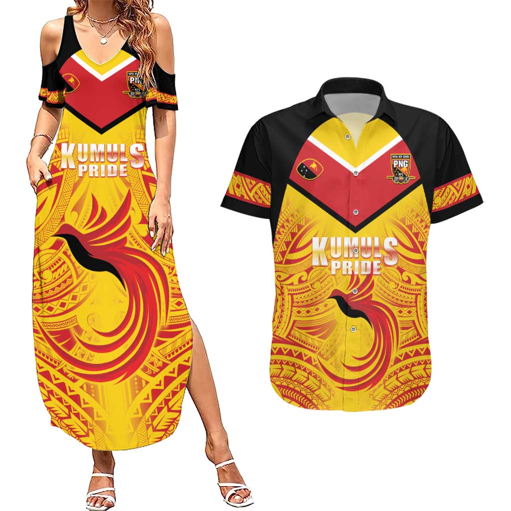 Papua New Guinea Rugby Custom Couples Matching Summer Maxi Dress and Hawaiian Shirt Kumul Pride Go Champions