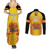 Papua New Guinea Rugby Custom Couples Matching Summer Maxi Dress and Long Sleeve Button Shirt Kumul Pride Go Champions