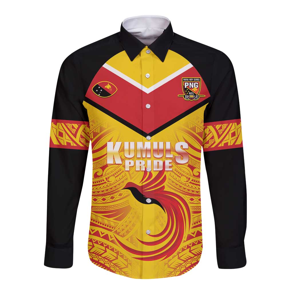 Papua New Guinea Rugby Custom Long Sleeve Button Shirt Kumul Pride Go Champions