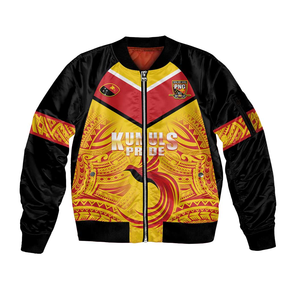 Papua New Guinea Rugby Custom Sleeve Zip Bomber Jacket Kumul Pride Go Champions