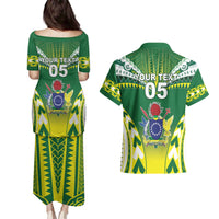 Cook Islands Rugby Custom Couples Matching Puletasi and Hawaiian Shirt The Kukis Go Champions
