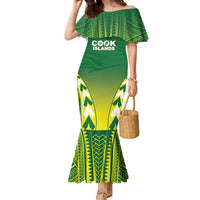 Cook Islands Rugby Custom Family Matching Mermaid Dress and Hawaiian Shirt The Kukis Go Champions