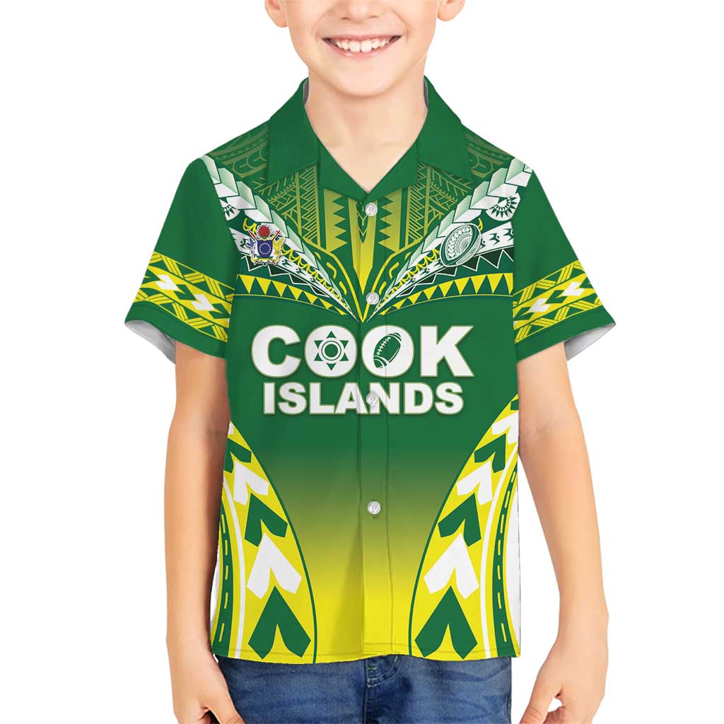 Cook Islands Rugby Custom Family Matching Off Shoulder Short Dress and Hawaiian Shirt The Kukis Go Champions