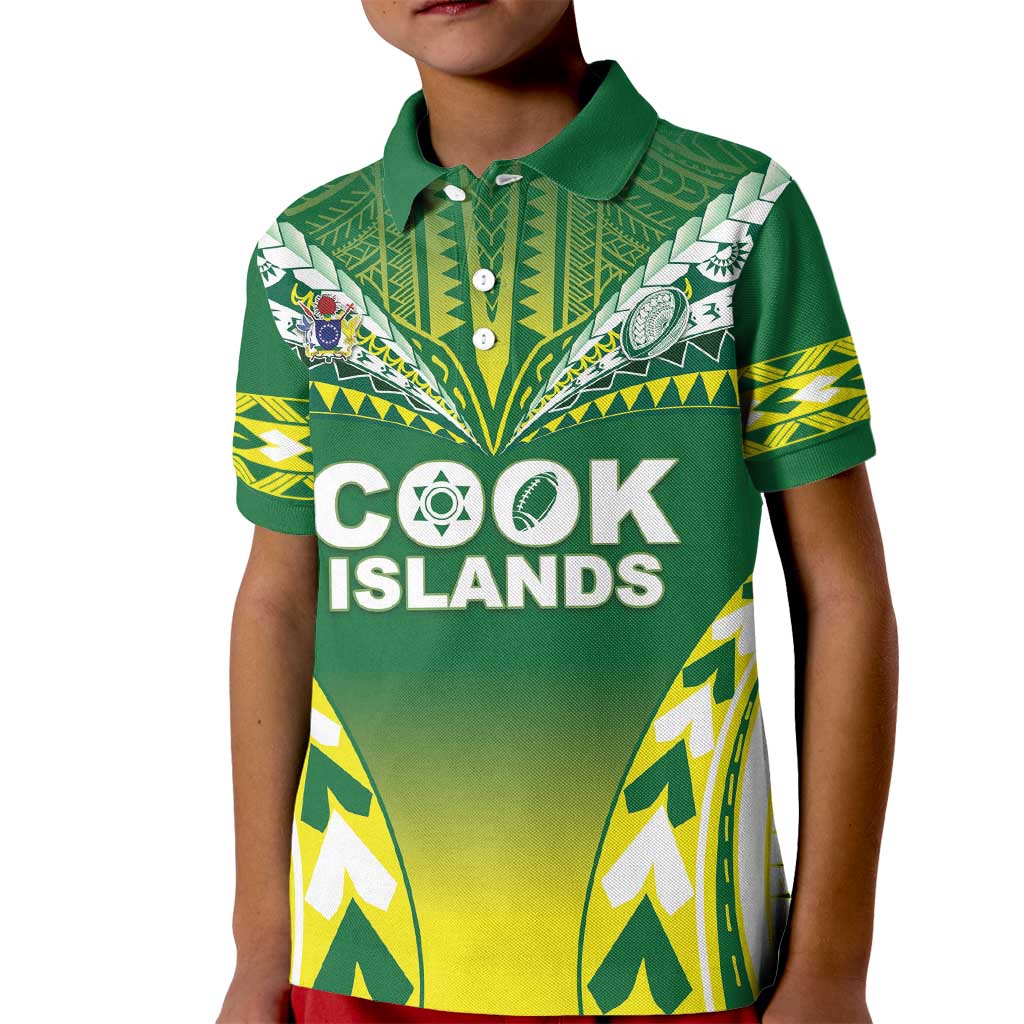 Cook Islands Rugby Custom Kid Polo Shirt The Kukis Go Champions LT05 Kid Green - Polynesian Pride