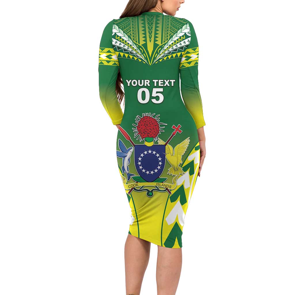 Cook Islands Rugby Custom Long Sleeve Bodycon Dress The Kukis Go Champions LT05 - Polynesian Pride