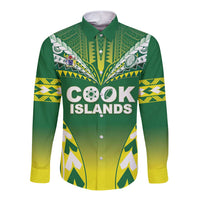 Cook Islands Rugby Custom Long Sleeve Button Shirt The Kukis Go Champions LT05 Unisex Green - Polynesian Pride
