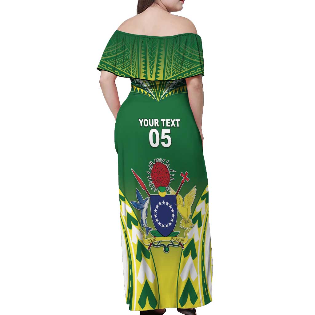 Cook Islands Rugby Custom Off Shoulder Maxi Dress The Kukis Go Champions LT05 - Polynesian Pride