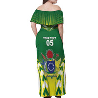 Cook Islands Rugby Custom Off Shoulder Maxi Dress The Kukis Go Champions LT05 - Polynesian Pride