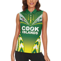 Cook Islands Rugby Custom Women Sleeveless Polo Shirt The Kukis Go Champions LT05 - Polynesian Pride