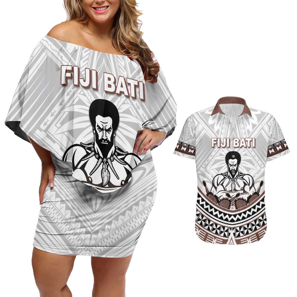 Fiji Rugby Custom Couples Matching Off Shoulder Short Dress and Hawaiian Shirt Fijian Bati Go Champions