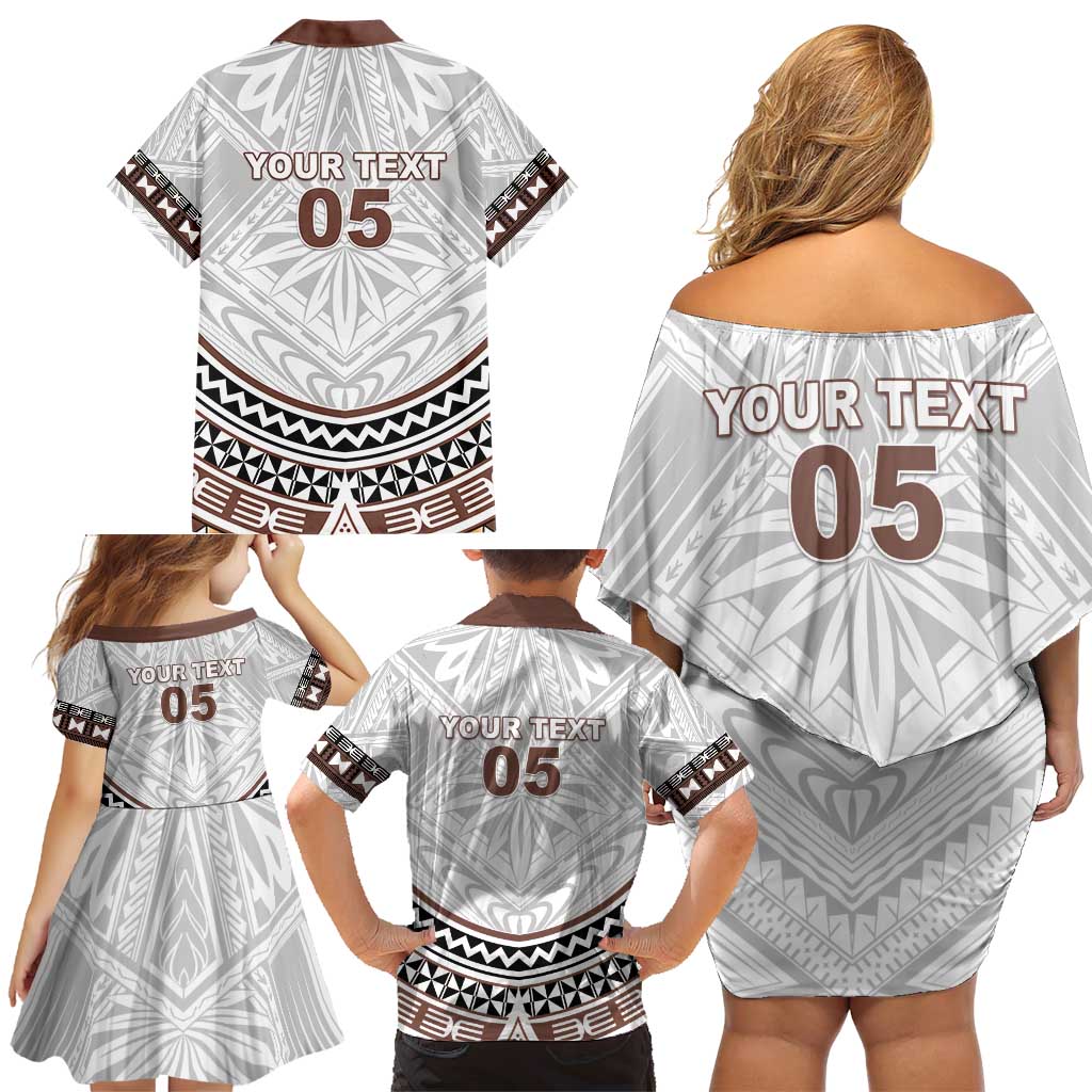 Fiji Rugby Custom Family Matching Off Shoulder Short Dress and Hawaiian Shirt Fijian Bati Go Champions