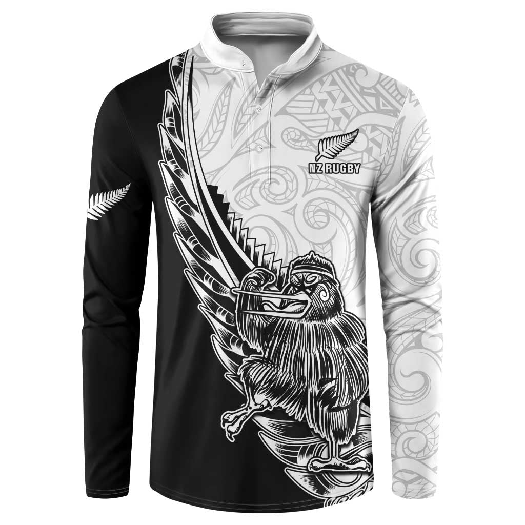 New Zealand Kiwi Rugby Custom Button Sweatshirt Go Champions Maori Pattern LT05 White - Polynesian Pride