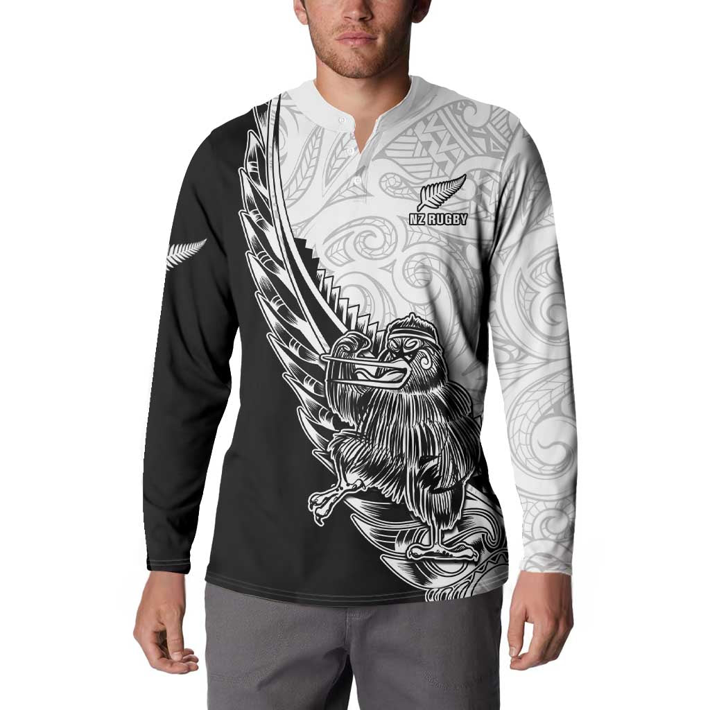 New Zealand Kiwi Rugby Custom Button Sweatshirt Go Champions Maori Pattern LT05 - Polynesian Pride