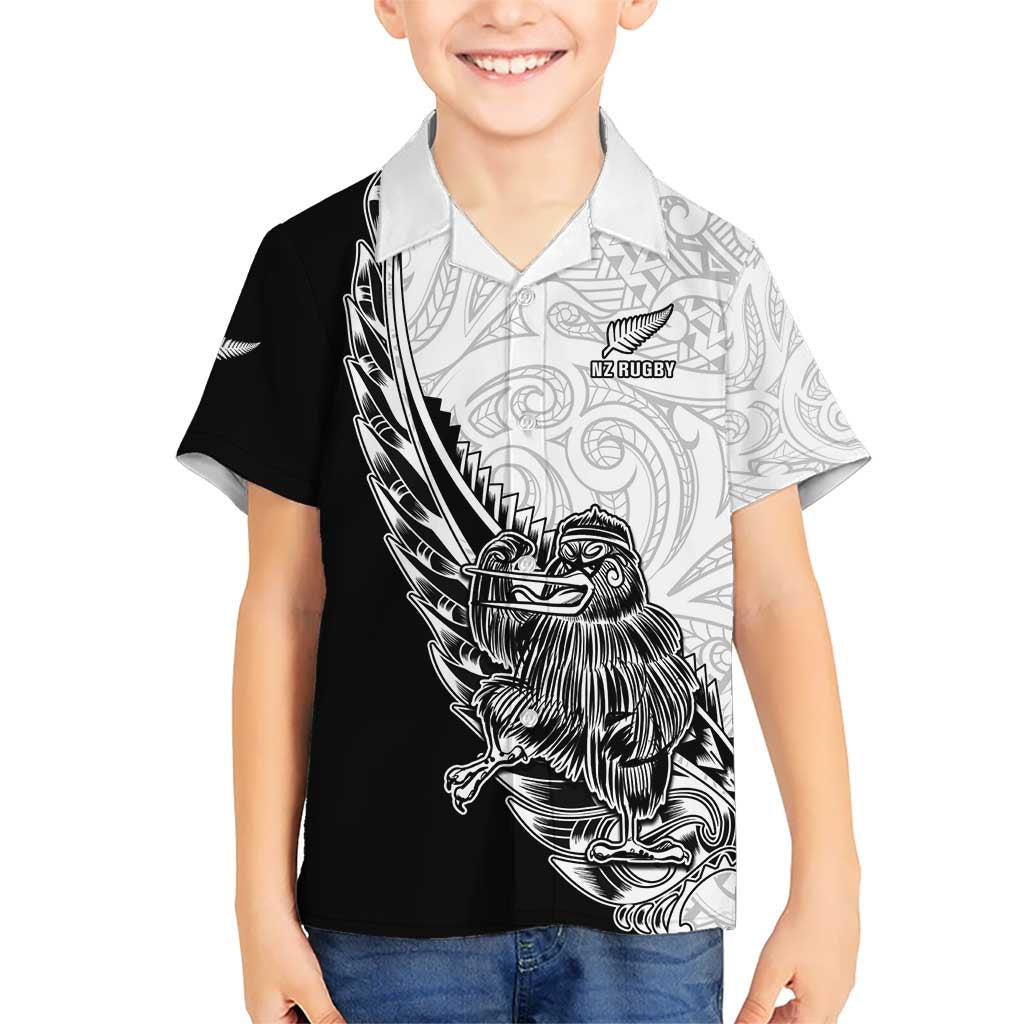 New Zealand Kiwi Rugby Custom Kid Hawaiian Shirt Go Champions Maori Pattern LT05 Kid White - Polynesian Pride