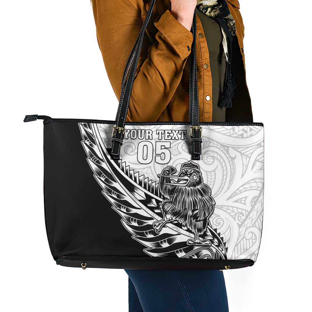New Zealand Kiwi Rugby Custom Leather Tote Bag Go Champions Maori Pattern LT05 - Polynesian Pride