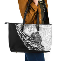 New Zealand Kiwi Rugby Custom Leather Tote Bag Go Champions Maori Pattern LT05 - Polynesian Pride