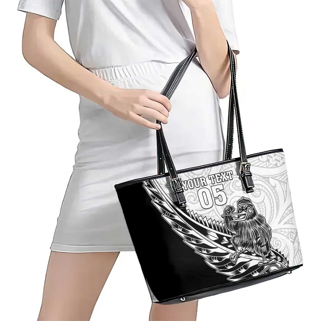 New Zealand Kiwi Rugby Custom Leather Tote Bag Go Champions Maori Pattern LT05 - Polynesian Pride
