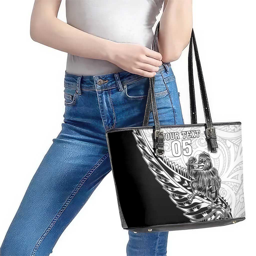 New Zealand Kiwi Rugby Custom Leather Tote Bag Go Champions Maori Pattern LT05 - Polynesian Pride
