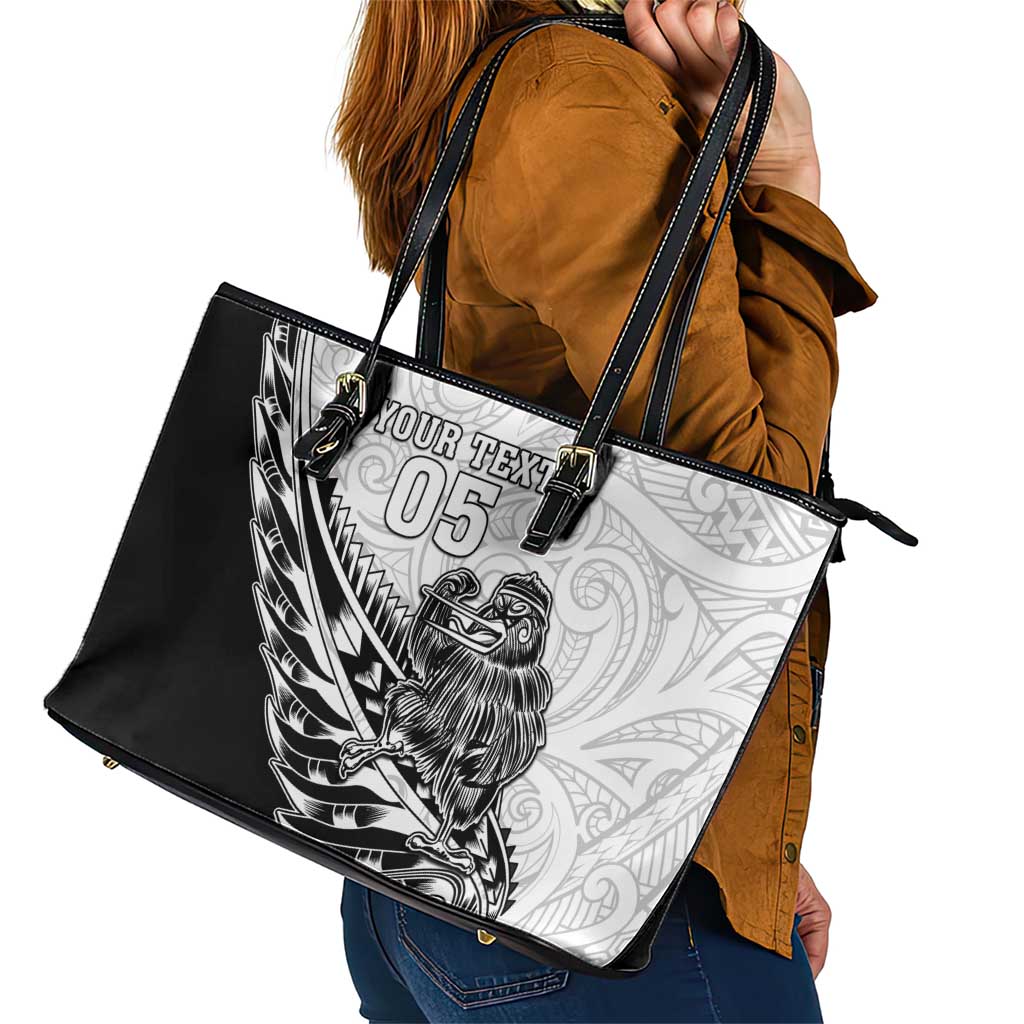 New Zealand Kiwi Rugby Custom Leather Tote Bag Go Champions Maori Pattern LT05 - Polynesian Pride
