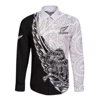 New Zealand Kiwi Rugby Custom Long Sleeve Button Shirt Go Champions Maori Pattern LT05 Unisex White - Polynesian Pride