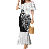 New Zealand Kiwi Rugby Custom Mermaid Dress Go Champions Maori Pattern LT05 Women White - Polynesian Pride