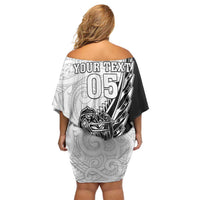 New Zealand Kiwi Rugby Custom Off Shoulder Short Dress Go Champions Maori Pattern LT05 - Polynesian Pride