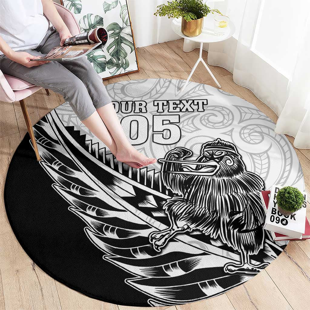 New Zealand Kiwi Rugby Custom Round Carpet Go Champions Maori Pattern