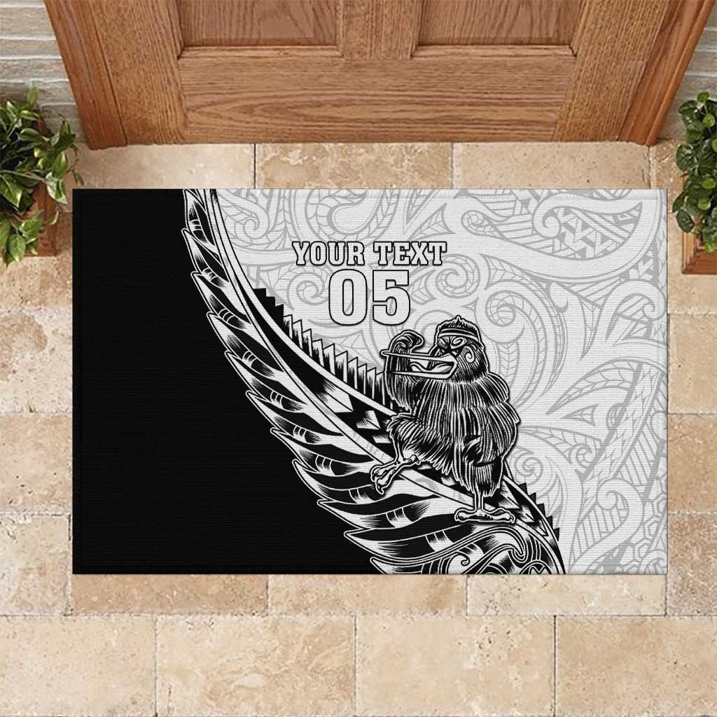New Zealand Kiwi Rugby Custom Rubber Doormat Go Champions Maori Pattern LT05 White - Polynesian Pride