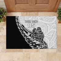 New Zealand Kiwi Rugby Custom Rubber Doormat Go Champions Maori Pattern LT05 White - Polynesian Pride