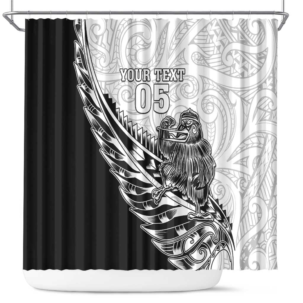 New Zealand Kiwi Rugby Custom Shower Curtain Go Champions Maori Pattern LT05 White - Polynesian Pride