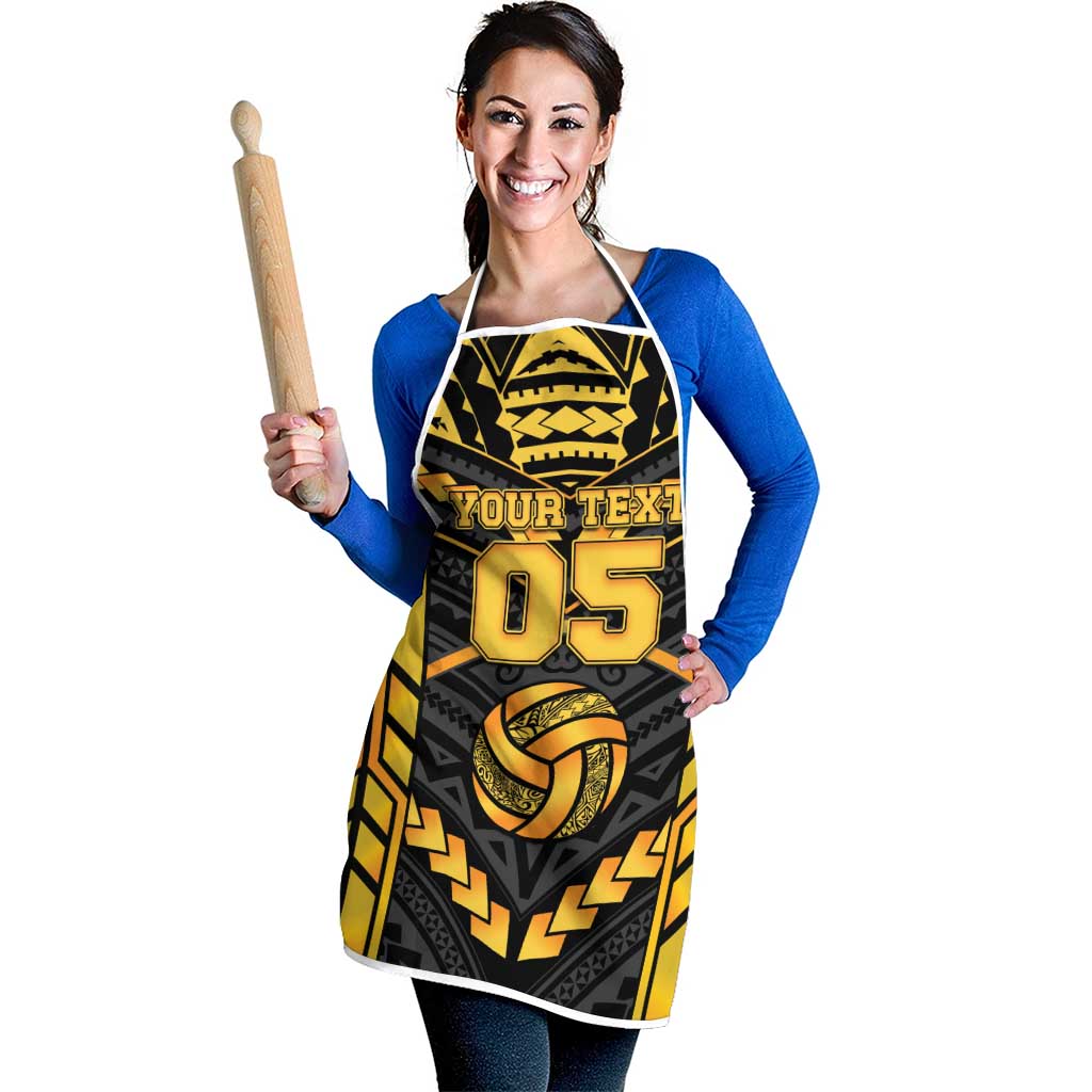 Custom Polynesia Beach Volleyball Apron Gold Polynesian Tribal Pattern LT05 - Polynesian Pride