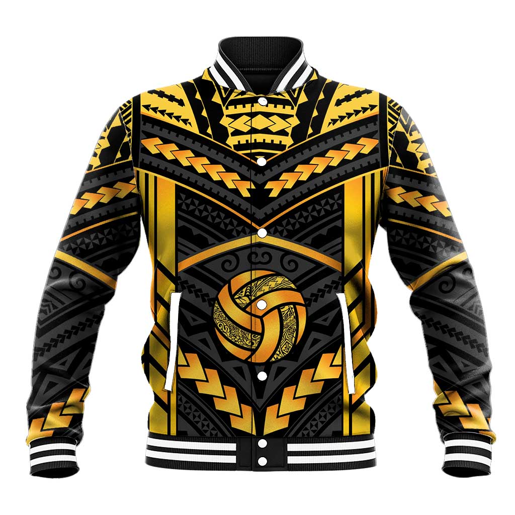 Custom Polynesia Beach Volleyball Baseball Jacket Gold Polynesian Tribal Pattern LT05 Unisex Gold - Polynesian Pride