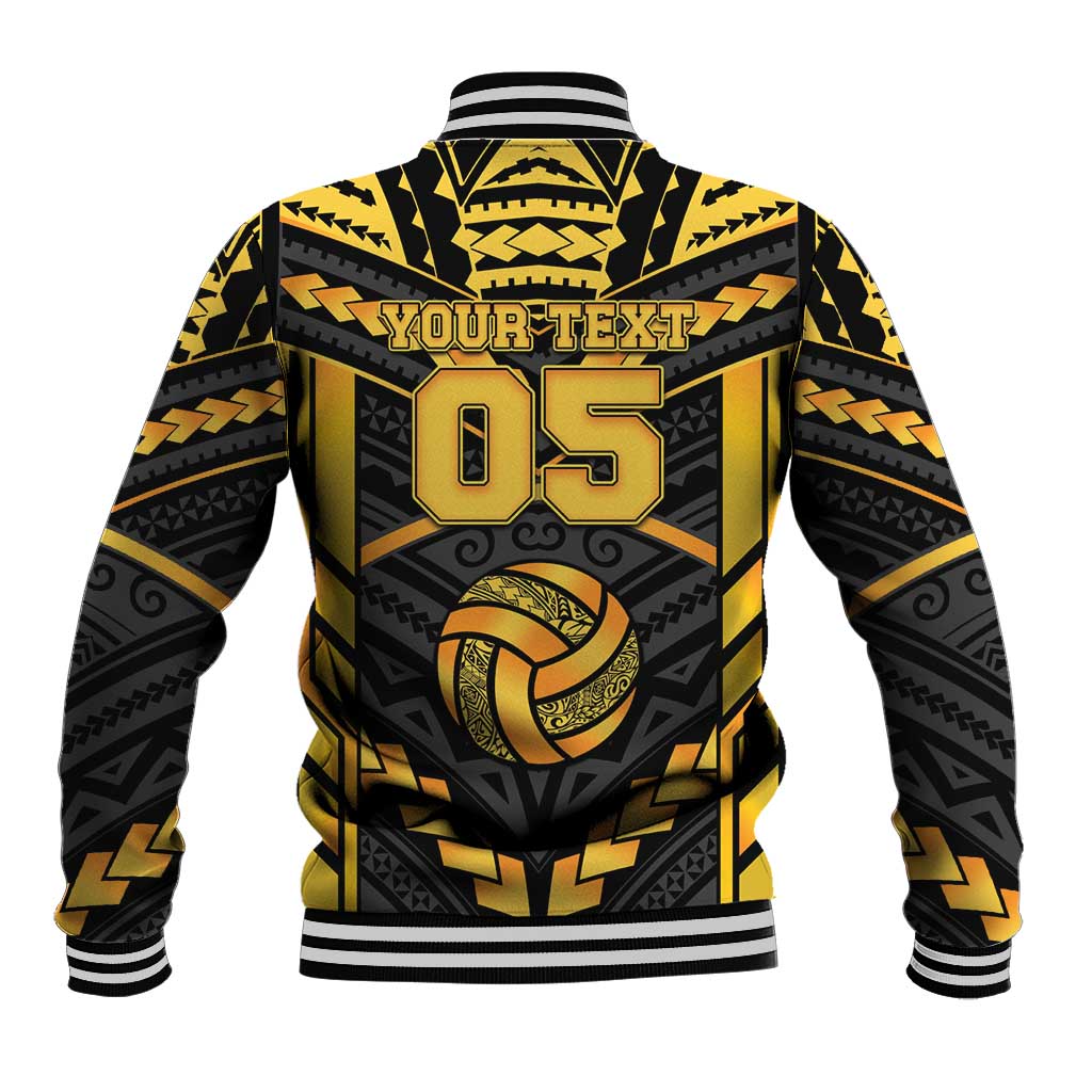 Custom Polynesia Beach Volleyball Baseball Jacket Gold Polynesian Tribal Pattern LT05 - Polynesian Pride
