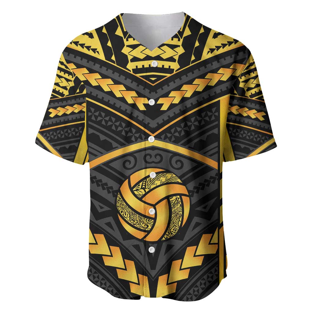 Custom Polynesia Beach Volleyball Baseball Jersey Gold Polynesian Tribal Pattern - Polynesian Pride
