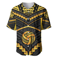 Custom Polynesia Beach Volleyball Baseball Jersey Gold Polynesian Tribal Pattern - Polynesian Pride