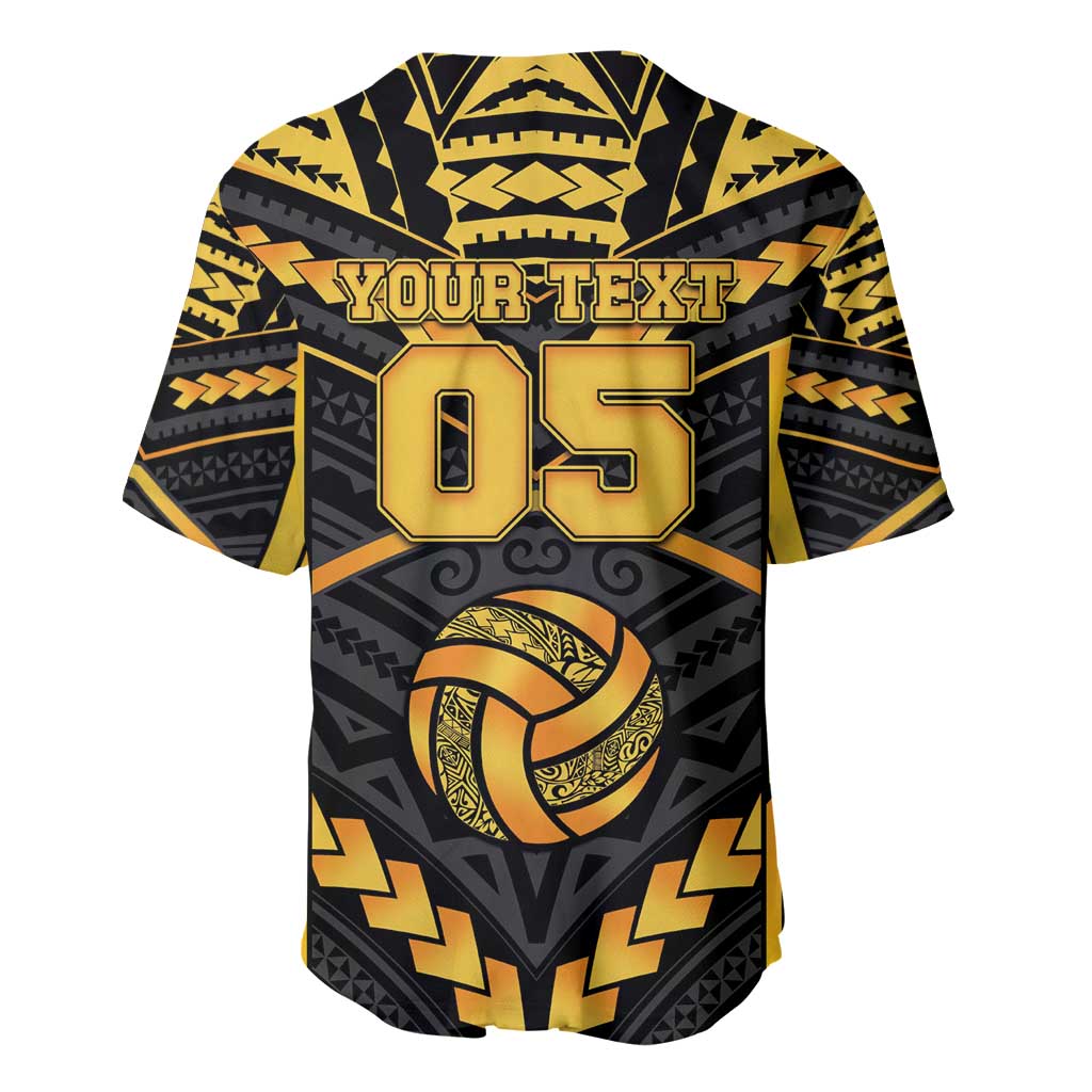 Custom Polynesia Beach Volleyball Baseball Jersey Gold Polynesian Tribal Pattern - Polynesian Pride