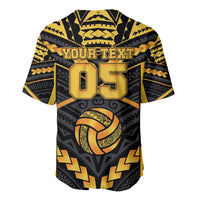Custom Polynesia Beach Volleyball Baseball Jersey Gold Polynesian Tribal Pattern - Polynesian Pride