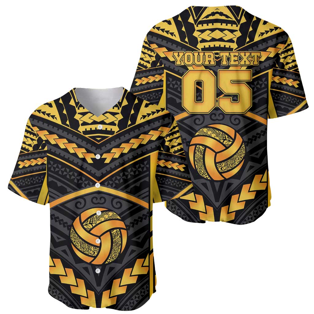 Custom Polynesia Beach Volleyball Baseball Jersey Gold Polynesian Tribal Pattern - Polynesian Pride