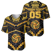 Custom Polynesia Beach Volleyball Baseball Jersey Gold Polynesian Tribal Pattern - Polynesian Pride