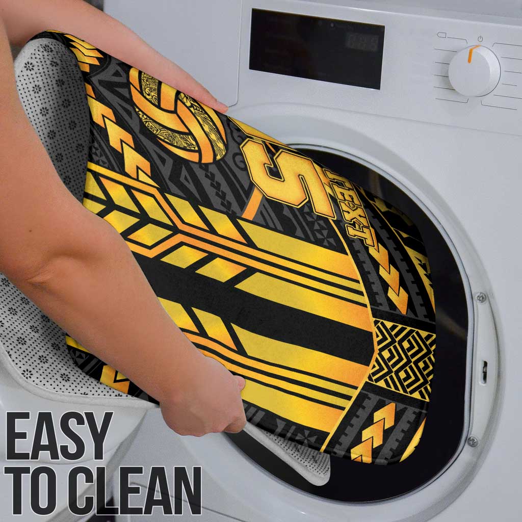 Custom Polynesia Beach Volleyball Bathroom Set Gold Polynesian Tribal Pattern - Polynesian Pride