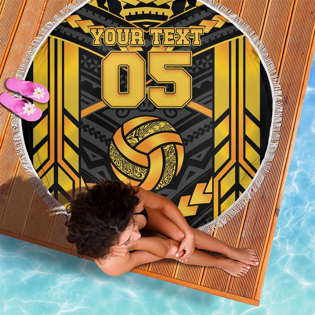 Custom Polynesia Beach Volleyball Beach Blanket Gold Polynesian Tribal Pattern - Polynesian Pride