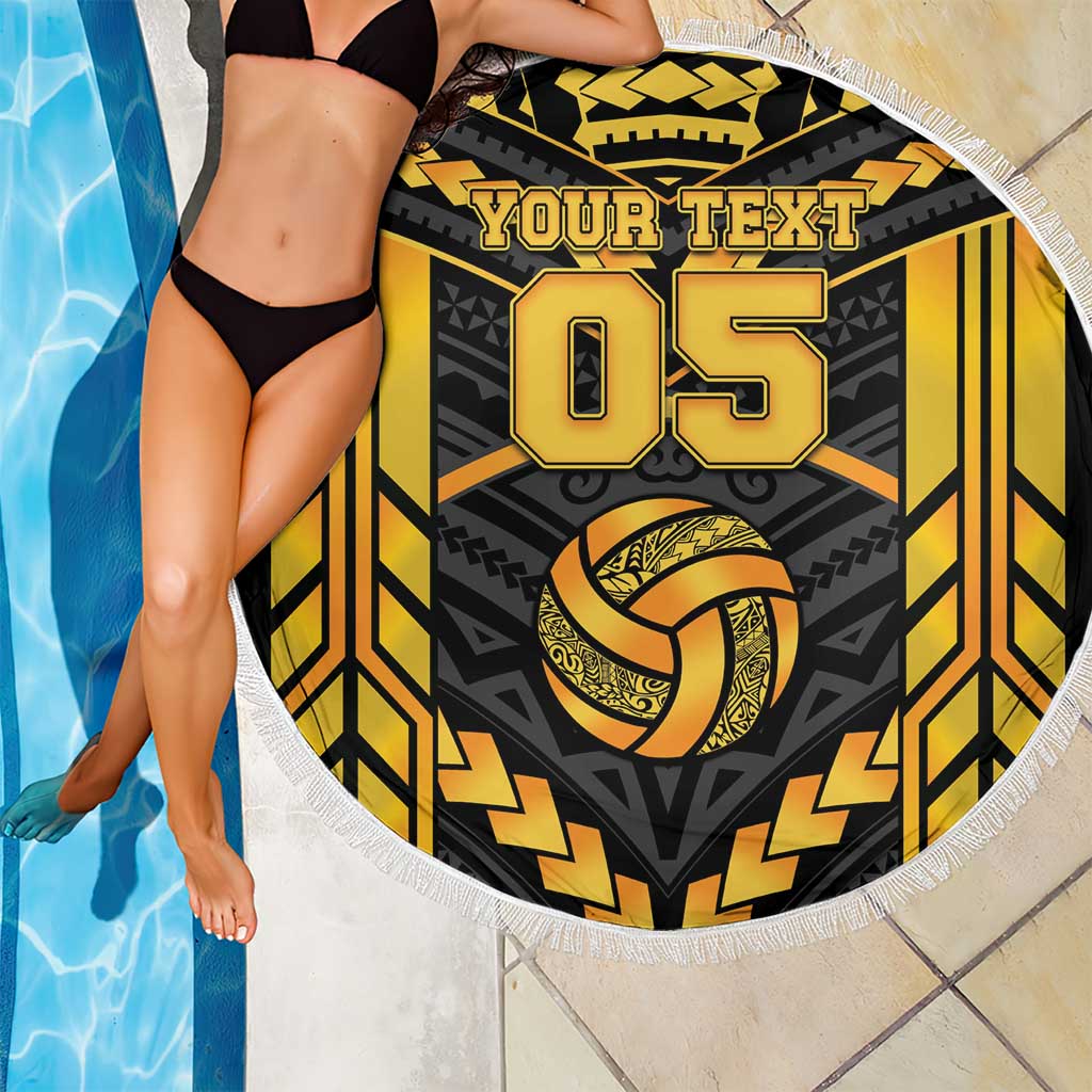 Custom Polynesia Beach Volleyball Beach Blanket Gold Polynesian Tribal Pattern - Polynesian Pride