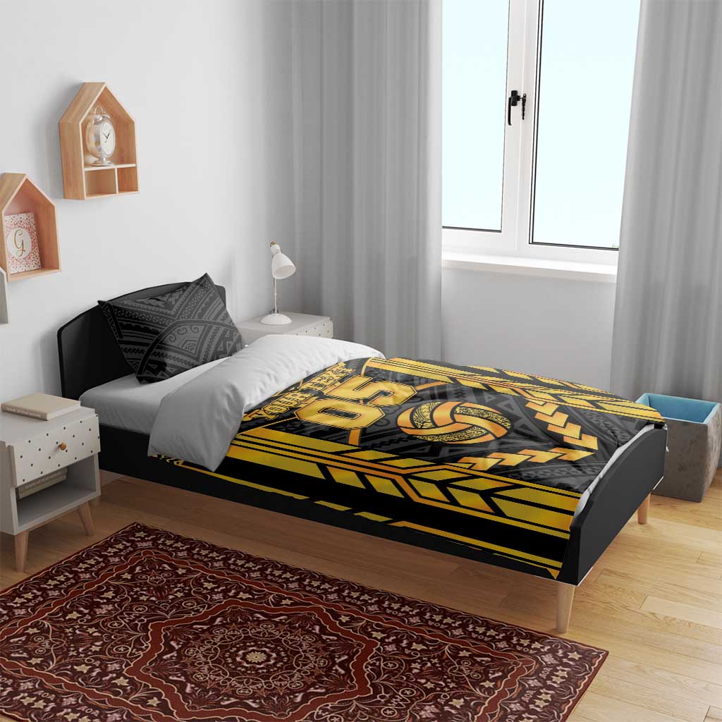 Custom Polynesia Beach Volleyball Bedding Set Gold Polynesian Tribal Pattern - Polynesian Pride